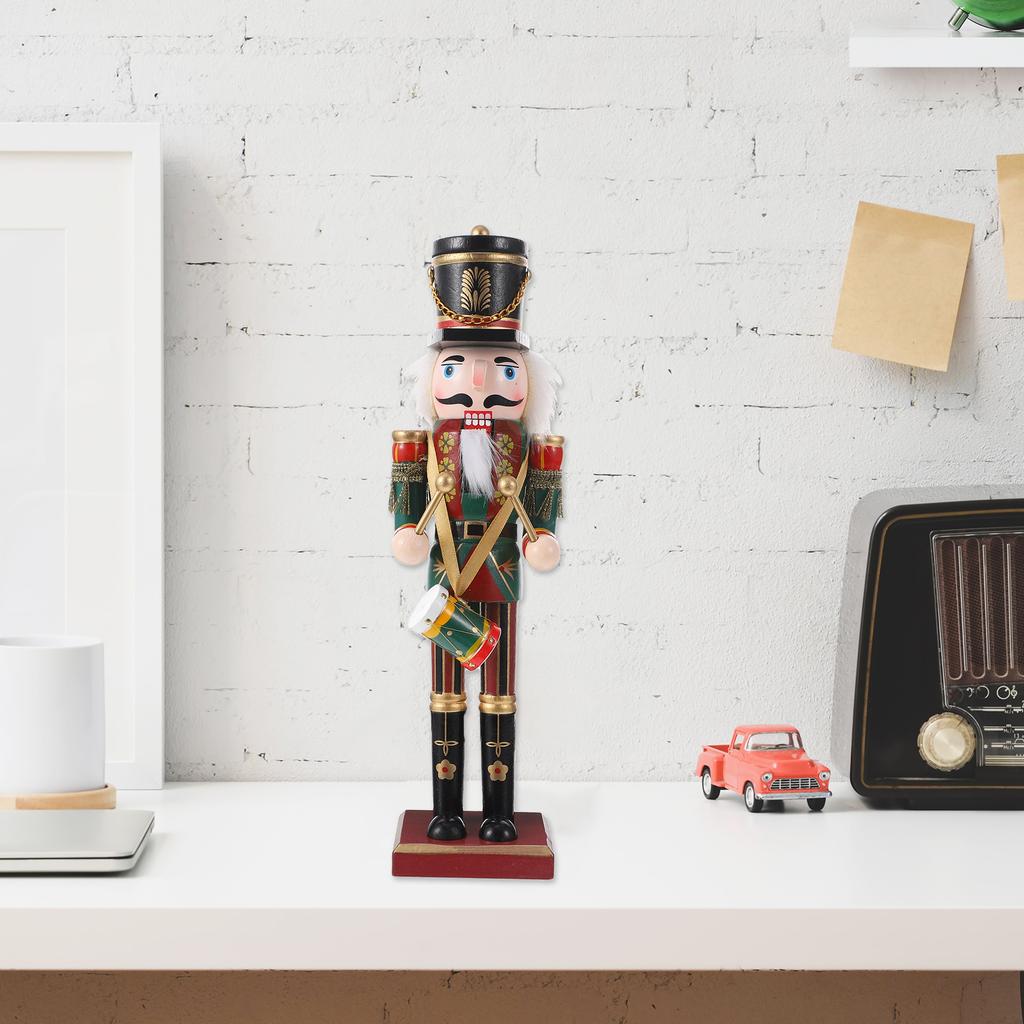 Nutcracker Soldier Puppet Ornament Wooden Walnut Soldier Crafts Color Painted Fine Workmanship Decorative Desktop Figure