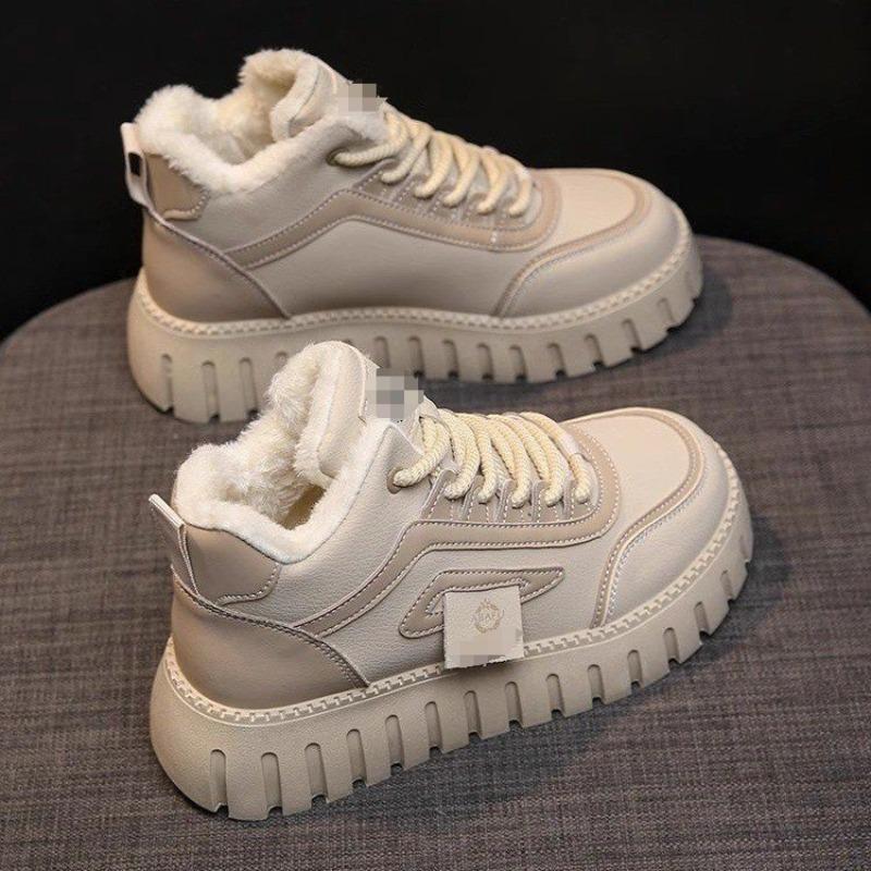 Snow Boots Women's New Winter Thick-soled Heightening Velvet Short Boots Non-slip Flat-soled Warm High-top Cotton Shoes