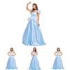 Потрясающее взрослое платье принцессы Золушки из элегантного синего полиэстера для вечеринок на Хэллоуин