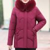 Middle Age Women's Winter Plus Size Jackets Elegant Faux Fur Collar Thick Warm Short Outerwears Loose Female Parkas Hooded