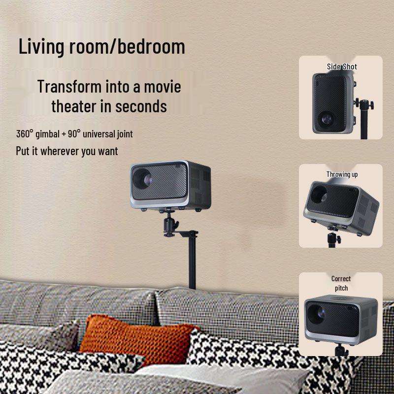 Universal No-Drill Projector Stand: Floor, Desktop, Sofa, or Wall-Mounted, Compatible with XGIMI, Dangbei, JMGO.