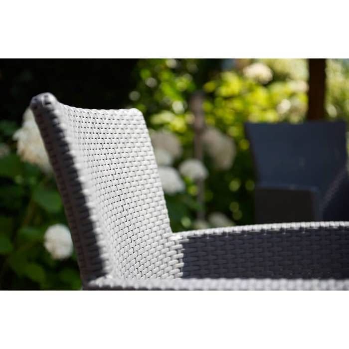 Fauteuil de jardin - Allibert by KETER - IOWA - En résine imitation rotin tressé - Coloris : gris graphite - Avec coussin