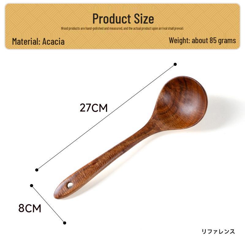 Набор кухонной утвари из тикового и акациевого дерева: Лопатка с длинной ручкой и большая суповая ложка
