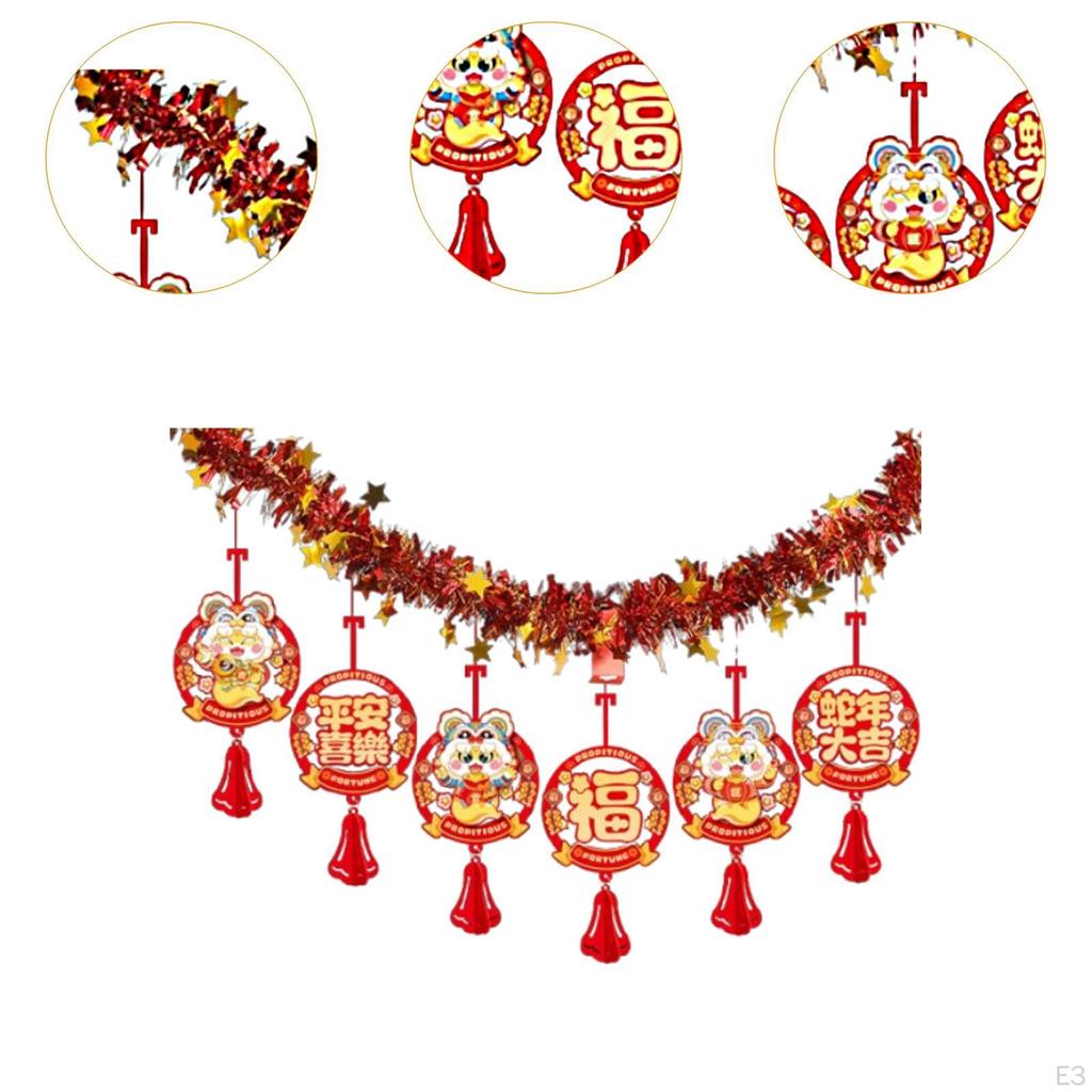 Chinese Year Banner Charm Tassel Backdrop Traditional Hanging Garland Lunar