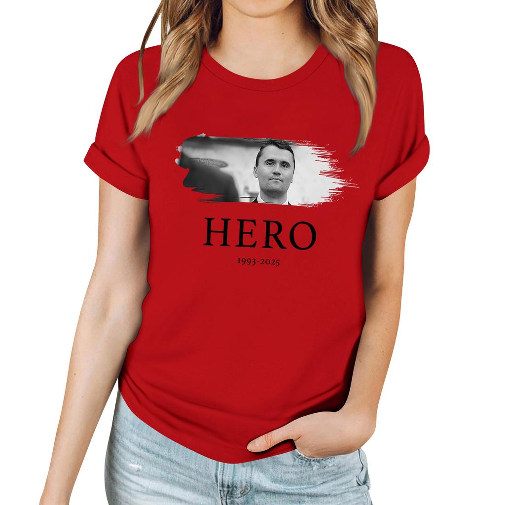 Women's Casual Printed T-Shirt Round Neck Pullover Short Sleeve Top