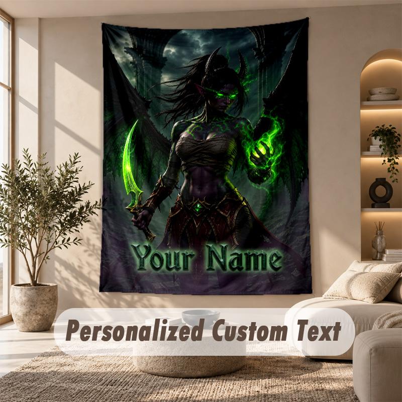 Tapestry Custom Name Text, Wall Hanging Tapestry Home Room DecorWorld of Warcraft