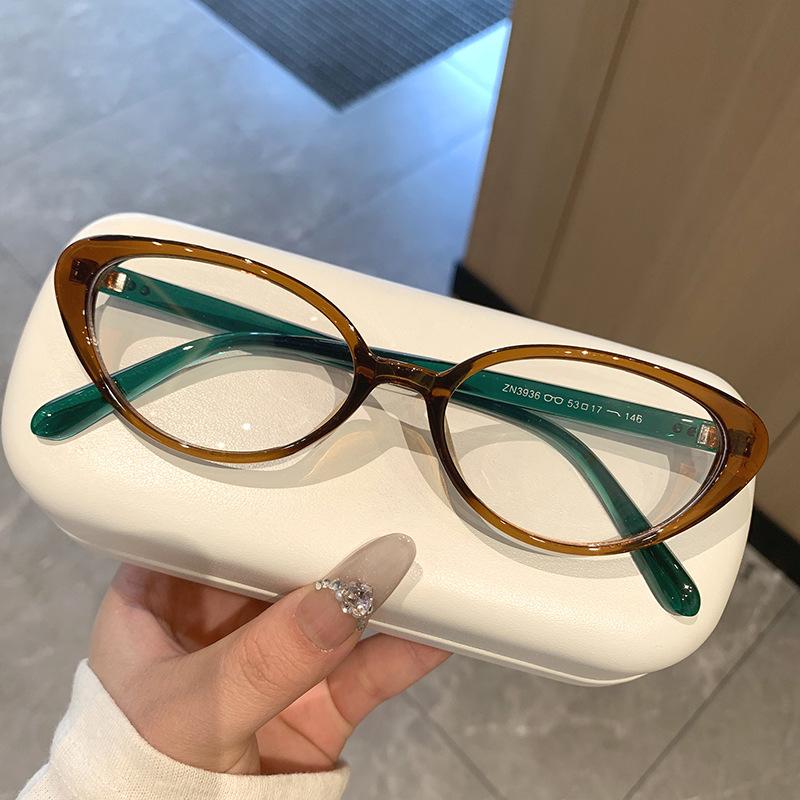 Cat's eye simple flat mirror anti-blue light fashion trend glasses frame women's Internet celebrity small frame anti-ultraviolet glasses frame