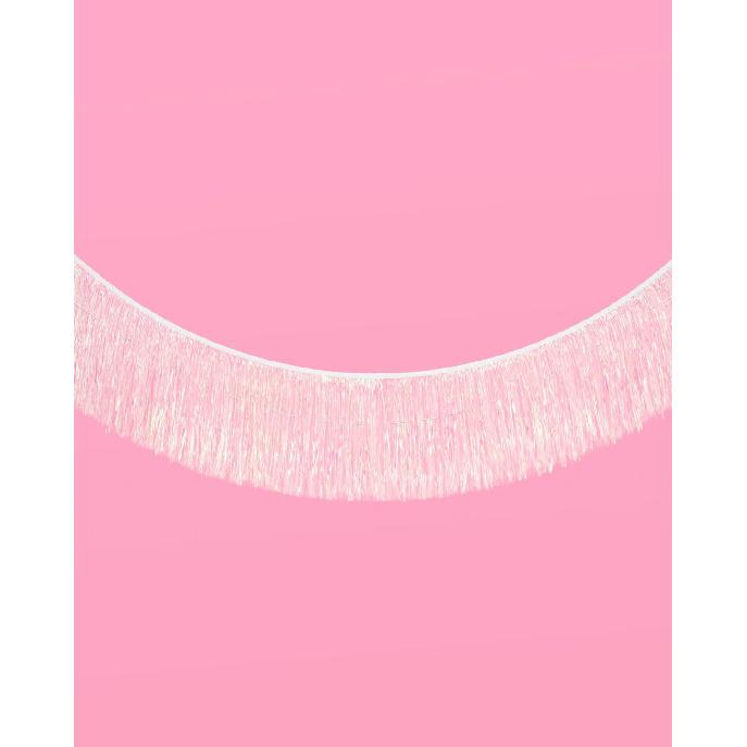 xo, Fetti White Iridescent Fringe Banner - 5 Ft. | Bachelorette Party Decorations, Birthday Party Decor, Baby Shower Supplies, Photo Booth Banner