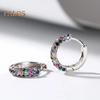 1 Pair Women Earrings Colorful Cubic Zirconia Geometric Circle Huggie Earrings Club Party Dating Short Ear Hoop American European Earrings