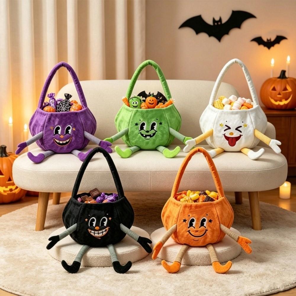 Flexible Pumpkin Bucket Open Top Trick or Treat Bucket Holiday Ghost Plush Bag Dessert Making