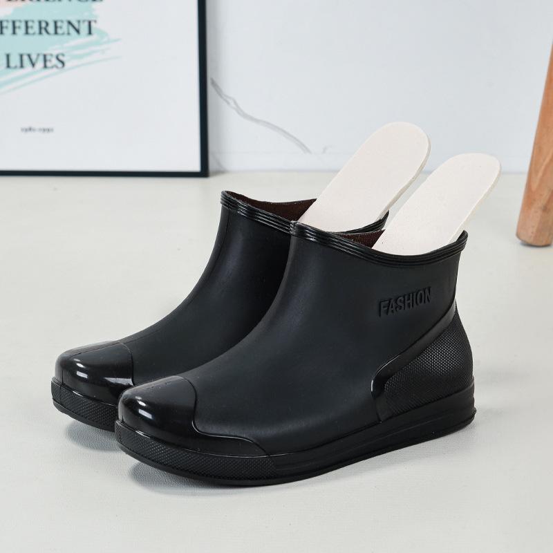 New Fashion Rain Shoes Women's Water Shoes Waterproof and Non-slip Rain Boots Velvet Low Tube Rubber Shoes Overshoes Low Top Short Tube Rain Shoes