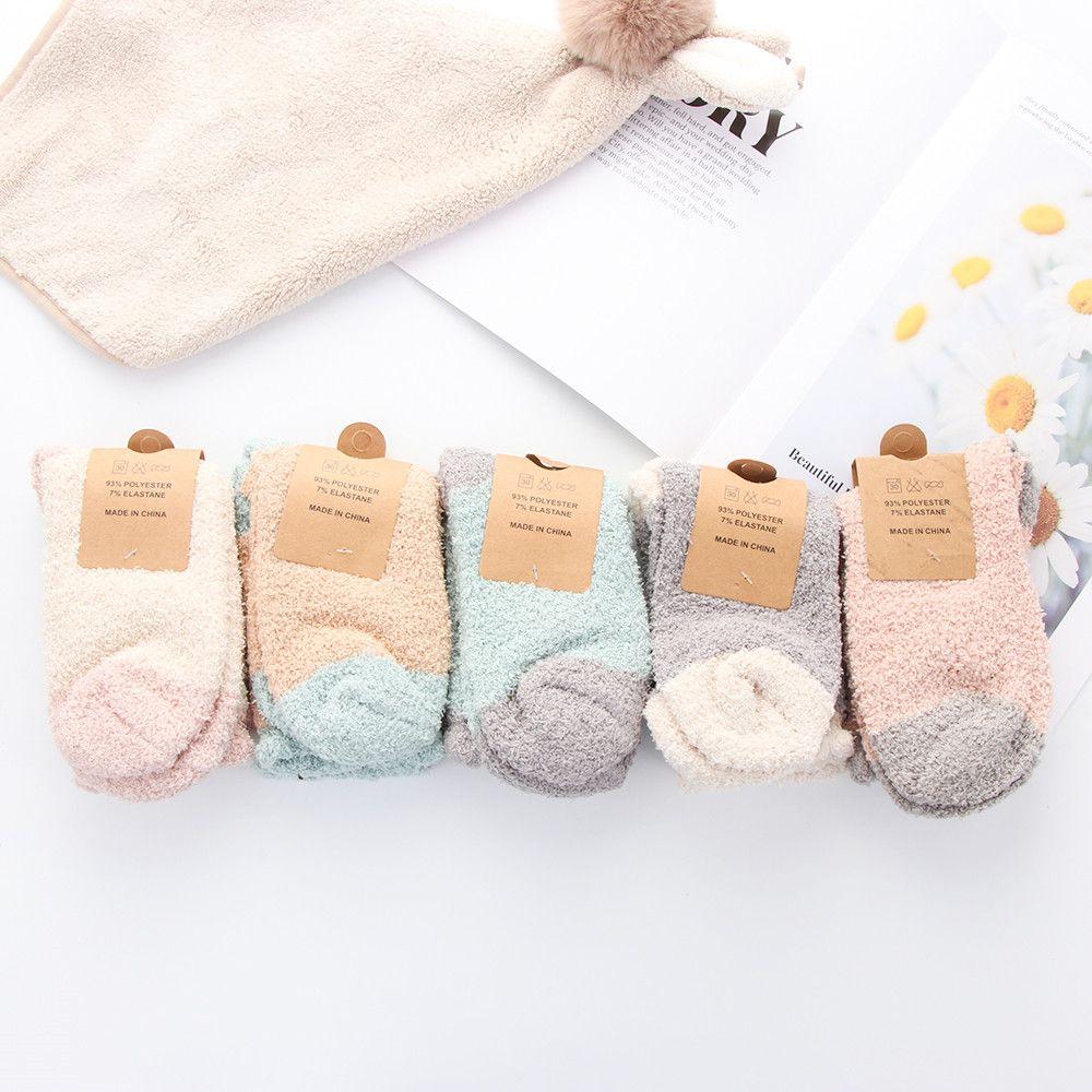 Fluffy Winter Warm Plush Cashmere Sox Thickening Soft Coral velvet socks