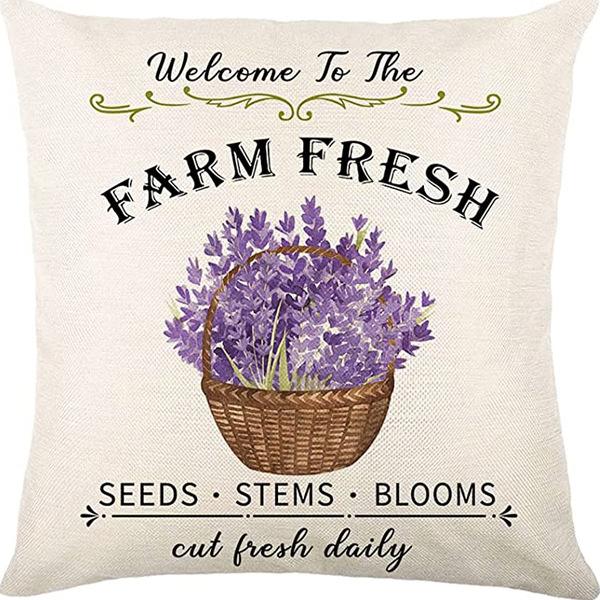 Растение и Цветок Льняная Наволочка Фиолетовая Лаванда С Принтом Подушка Чехол Наволочка Дом Диван