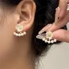 Imitation Pearl White Flower Super Fairy Temperament Stud Earrings Korean Style Brincos Ear Jewelry