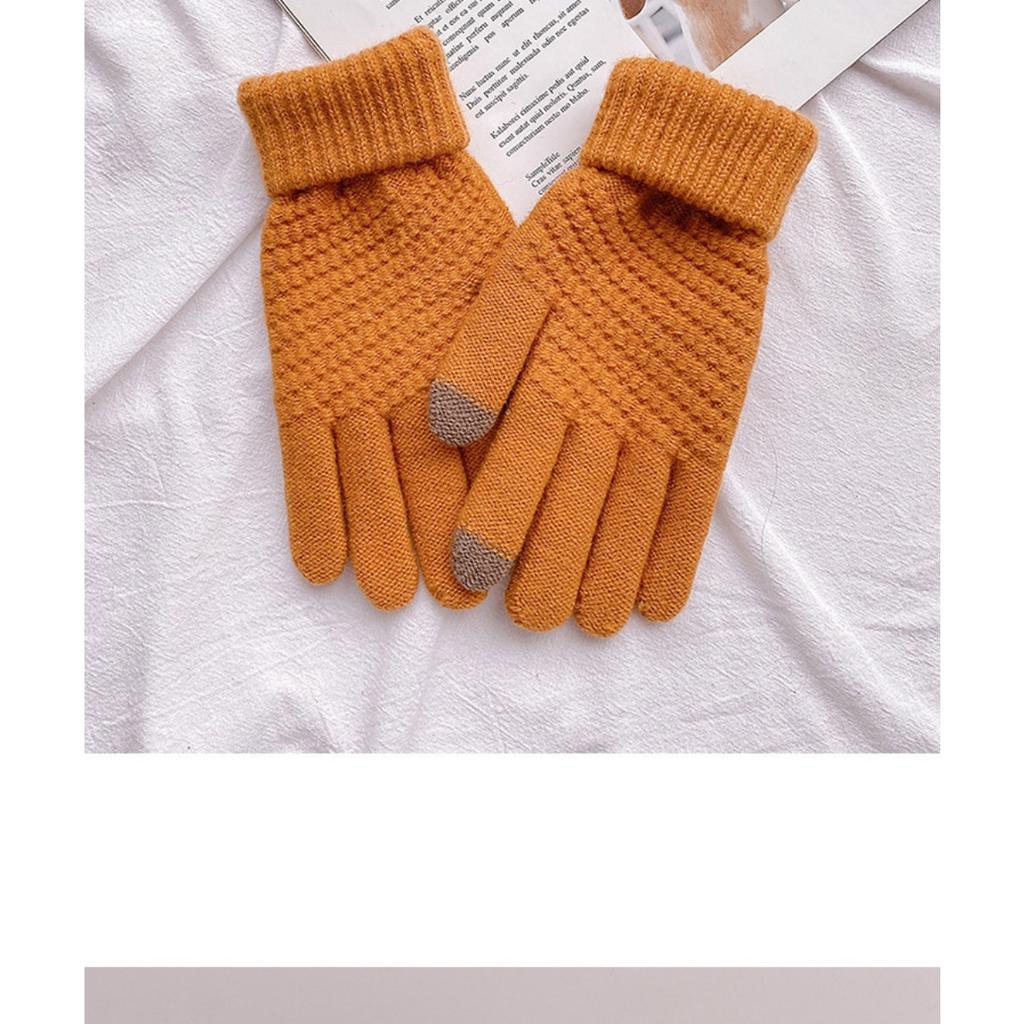 Женские осенне-зимние милые и толстые двухслойные перчатки для верховой езды, устойчивые к холоду, с плюшевой подкладкой, вязаные теплые перчатки с узором "ананас", с сенсорным экраном