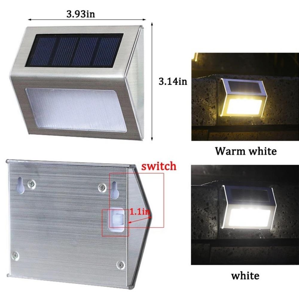 Stainless Steel 3LED Step Light Waterproof Easy Installation Solar Fence Lights Warm Light Deck Lights