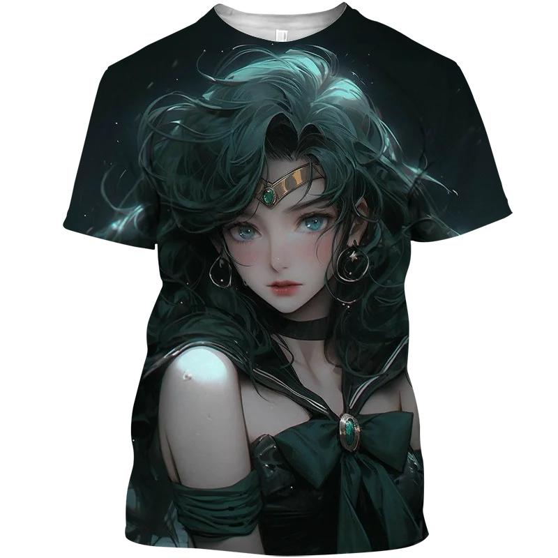 2024 Street Wear Футболка Смешная футболка Sailor Moon Street Wear Топ женский 3D принт женский графический аниме девушка y2kМужская одежда