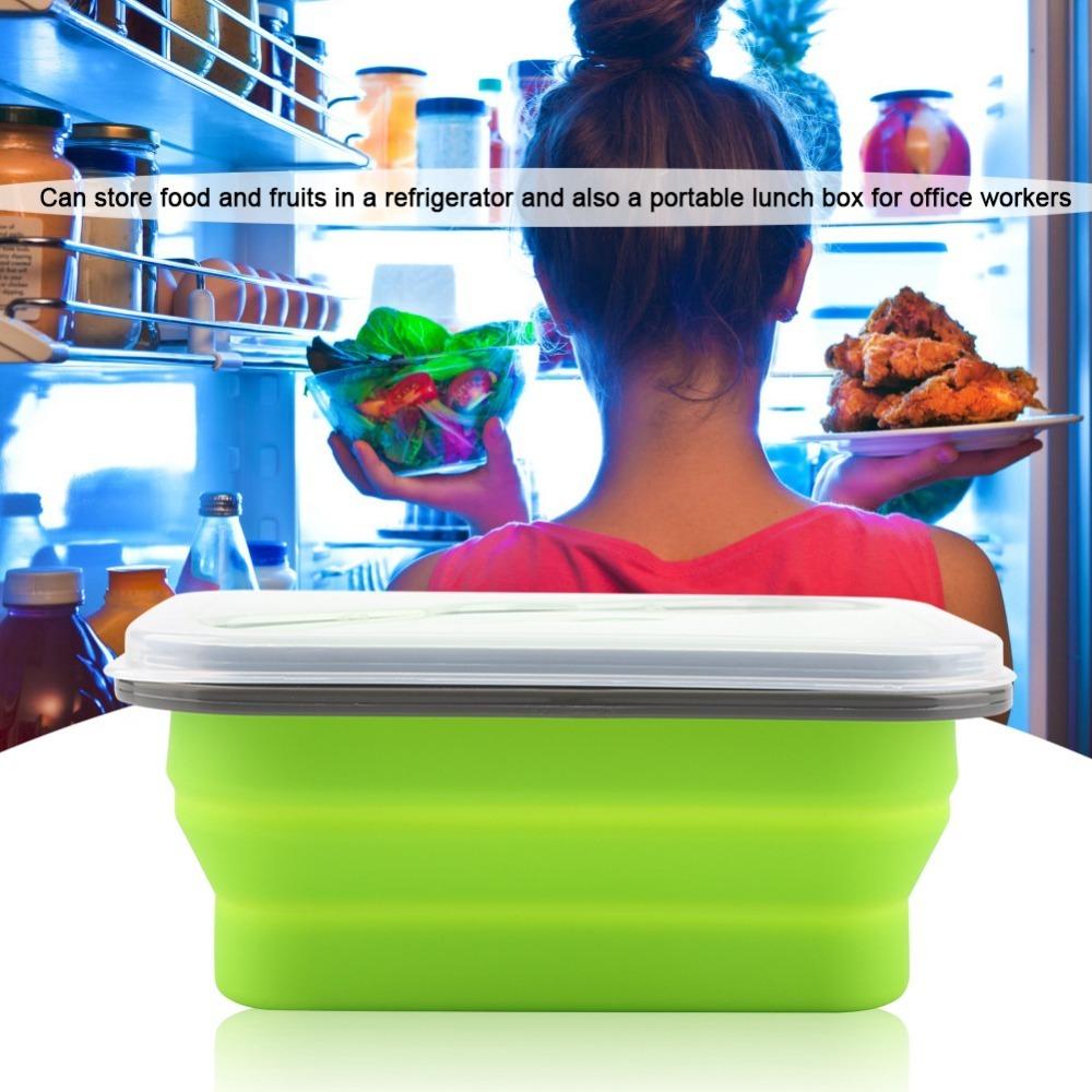 Silicone Collapsible Lunch Box 600ml Portable Storage Bowl For Outdoor Travel
