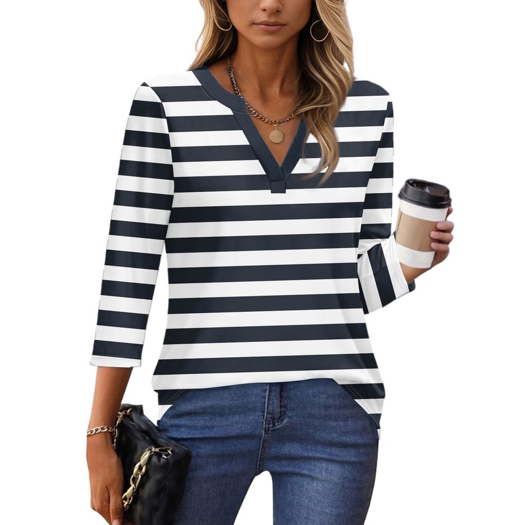 Рубашки с рукавом 3/4 для женщин, футболки, блузки, повседневные базовые топы больших размеров, пуловер, женские туники-блузки