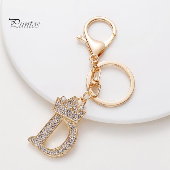 Брелок для ключей, роскошный горный хрусталь, корона, инициалы, автомобильный брелок AG, золотой брелок с 7 буквами, женский аксессуар для сумки, орнамент