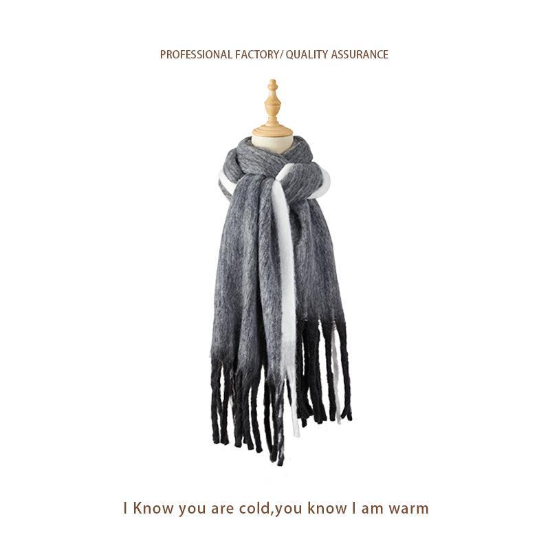 2024 Women's Mohair Thickened Scarf - Autumn/Winter Korean Style High-End Shawl