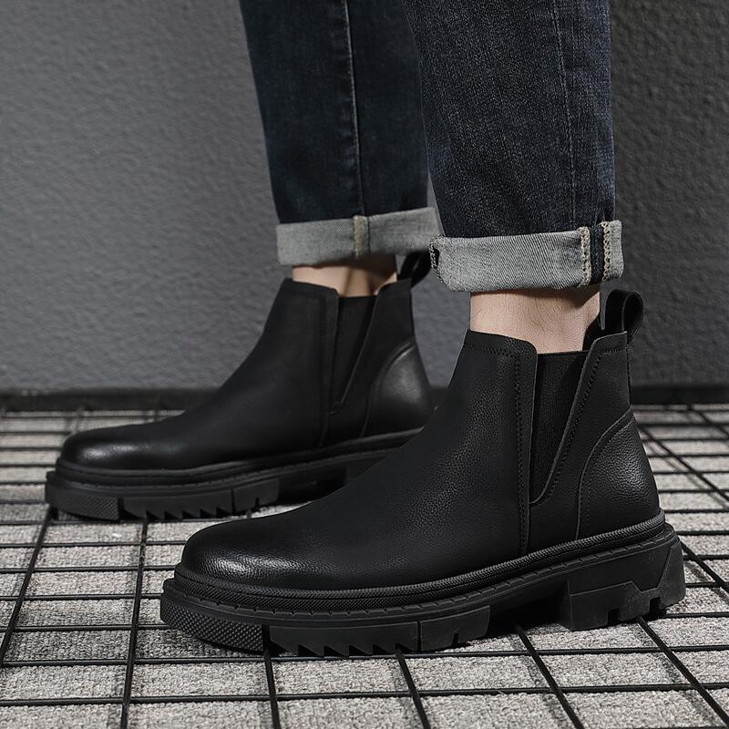 England Style Men's Leisure Chelsea Boots Designer Shoes Black Trend Original Leather Boot Cowboy Platform Ankle Botas Man