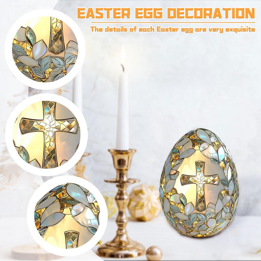 2dDecorative Easter Cross Egg Suncatcher, Stained Glass Window Hanging,