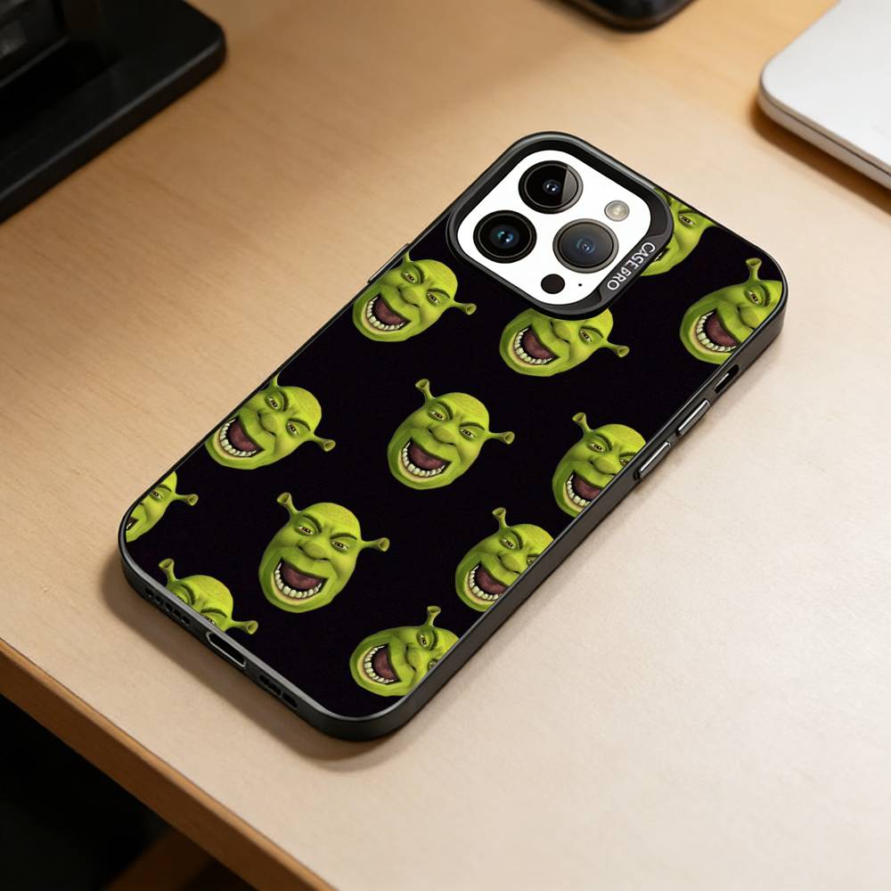 Милый чехол для телефона S-Шрек для iPhone 17,16,15,14,13,12,11 Plus,Pro Max,XS,Цветная Посеребренная Внутренняя Крышка