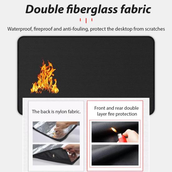 BBQ Fireproof Mat for Outdoor Grill Double-Sided Silicone Coating Waterproof