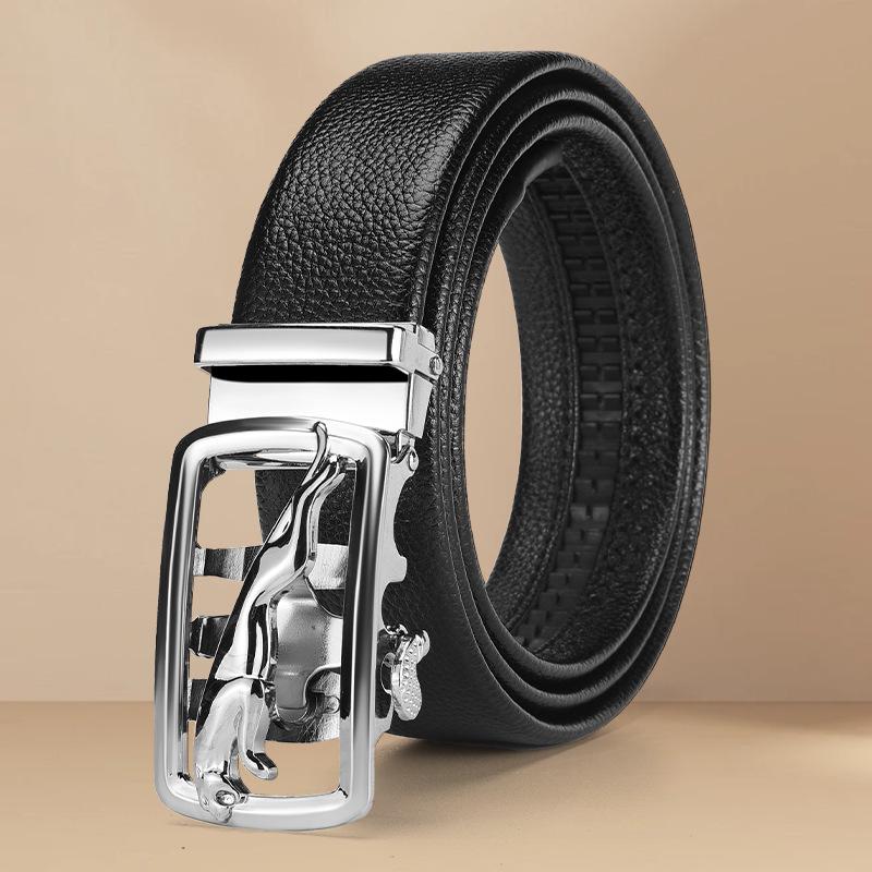 Мужской ремень из натуральной кожи с леопардовой пряжкой - Повседневный универсальный модный тренд