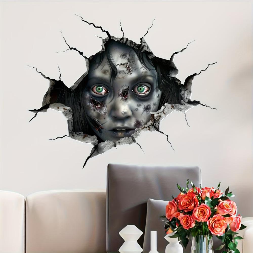 Waterproof Halloween Ghost Wall Sticker Realistic Spooky Floor Sticker Door Sticker  Haunted House