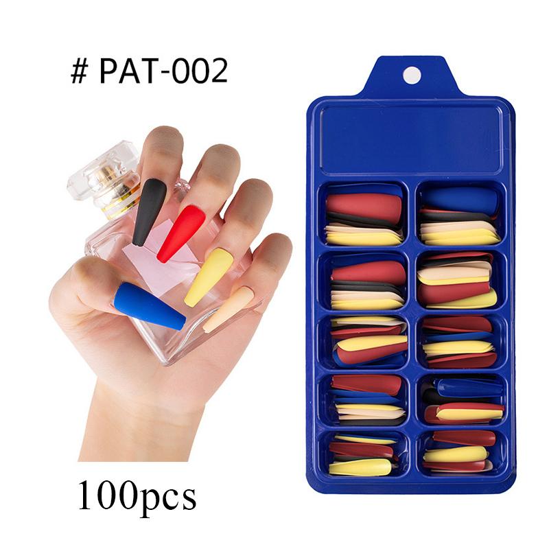 100 шт. накладные ногти гроб телесного/светлого цвета, смешанные матовые искусственные длинные накладные ногти балерины, полное покрытие, типсы, пресс на ногтях