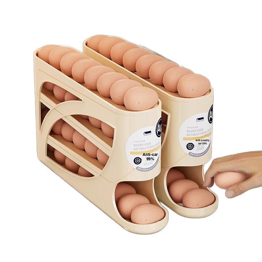 Катящийся Раздвижной Контейнер для Хранения Яиц Пищевой Класс Органайзер Держатель для Яиц на Боковую Дверцу Холодильника Контейнер для Сохранения Свежести