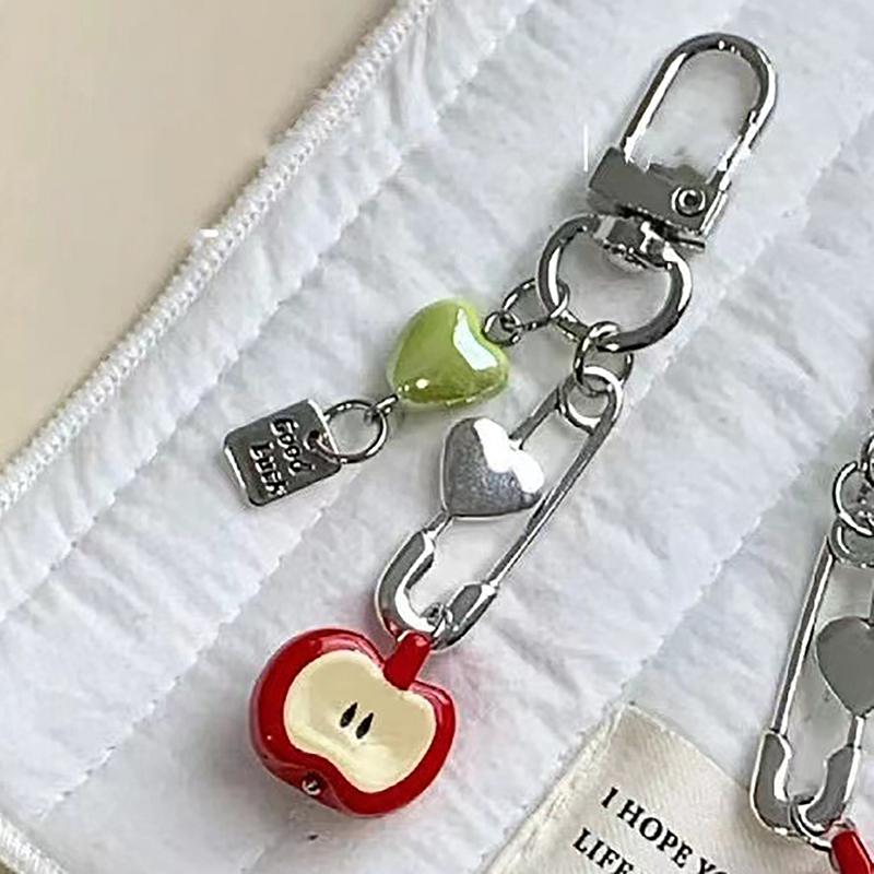 Аксессуары для DIY Мода Фруктовая цепочка для телефона Брелок Милое красное яблоко Брелок Сердечко Ювелирные изделия Подвеска для рюкзака