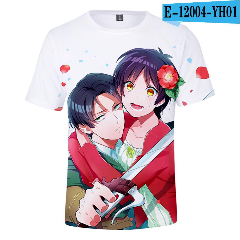 Men's 3D Color Printed Short Sleeved T-shirt with Street Fashion Around The Giant In Summer Anime Attack T-Shirts