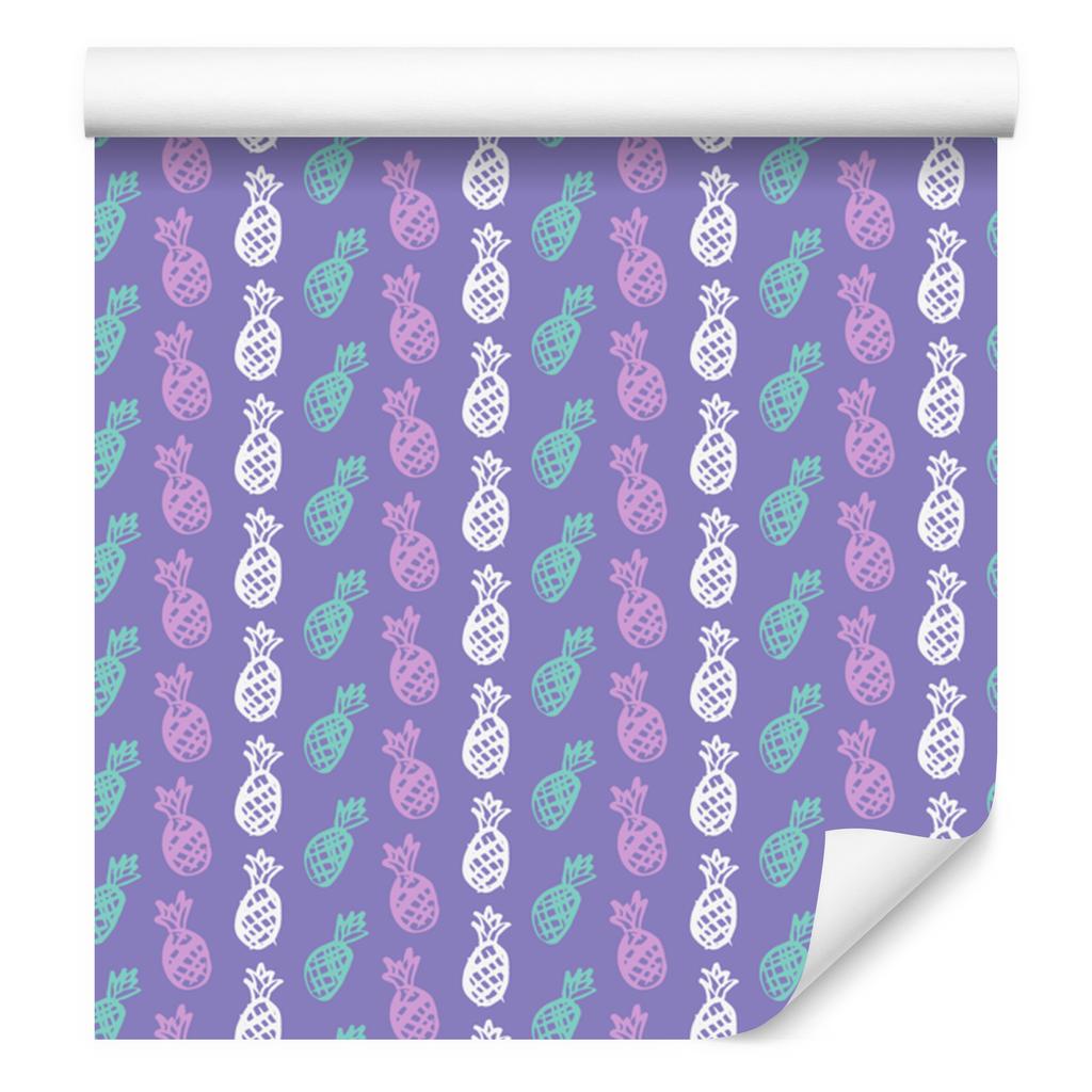 Pineapple Wallpaper Blue and Purple for Living Room and Bedroom 50x1000