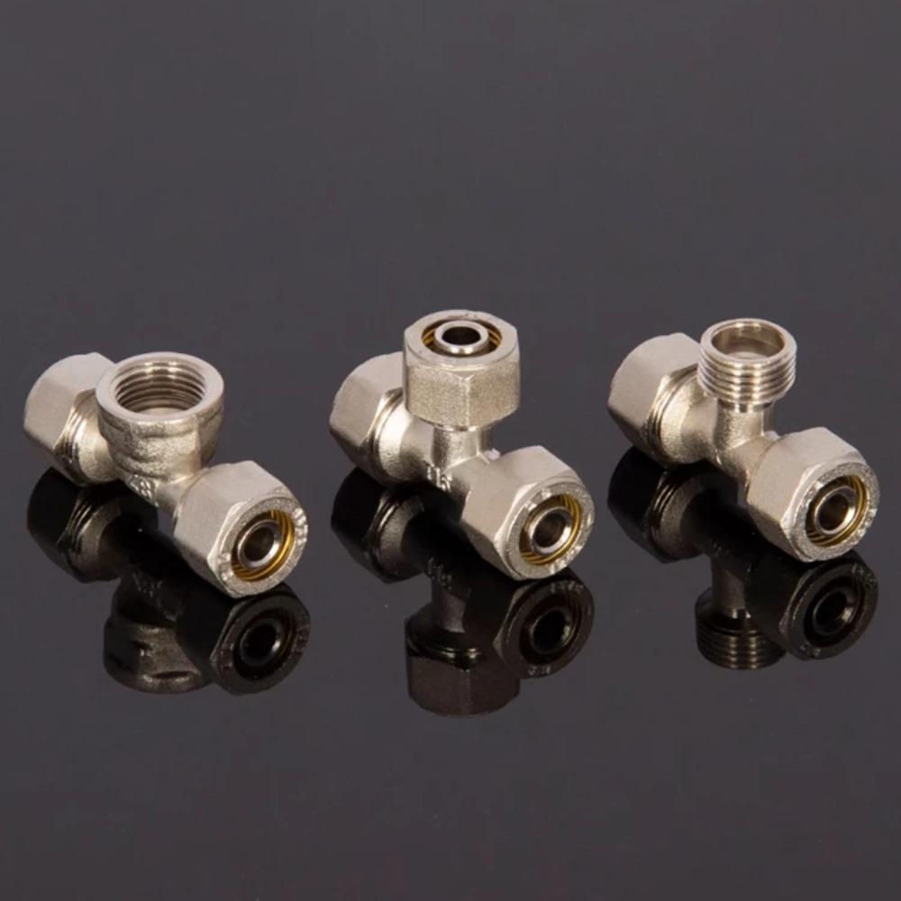 Тройник прямой с коленом 2 3 4 Way 12x16мм PEX 1/2" 3/4" BSPP Наружный Внутренний Никелированная Латунь Трубный Фитинг Адаптер Солнечный hoti