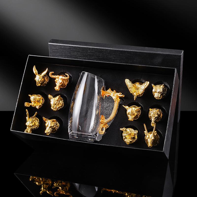 Набор бокалов для вина по знаку зодиака, чарка для байцзю, один бокал, прочное стекло, винный бокал, хрустальный бокал, маленький винный бокал, 1 два бокала можно