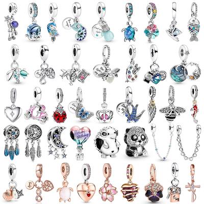 Подвески-хамелеоны, подходят модные оригинальные браслеты, серебро 925 пробы, циркон, осьминог, черепаха, бусина, бабочка, светлячок, подвеска, DIY изготовление ювелирных изделий