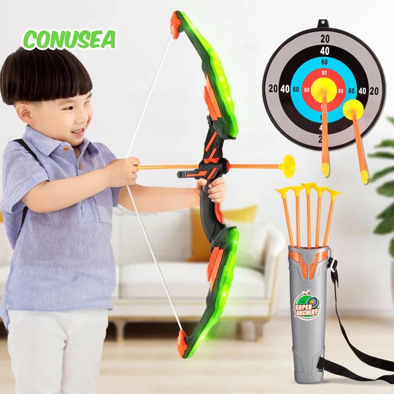 Children's Bow and Arrow Set Toys with Led Flash Lights Kids Archery Bow Practice Bow Outdoor Sports Game Shooting Toy Boys Gift