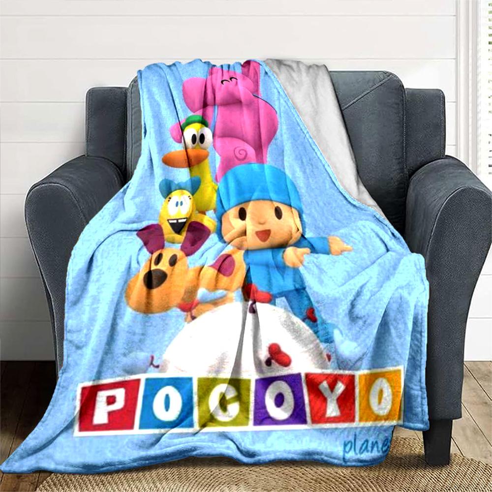 Pocoyo Cartoon Print Flannel Blanket High Quality Warm Comfortable Cover for All Seasons Perfect for Gifts Home Decor
