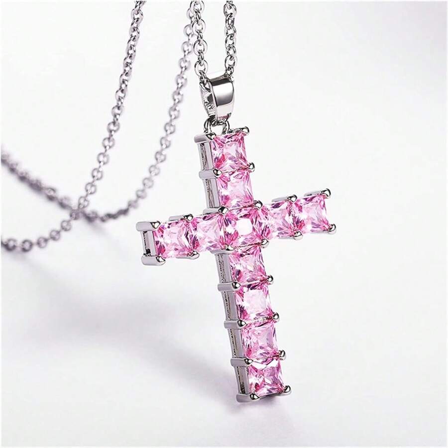 New Fashion Necklaces Female Pendants Gold Multi Color Crystal Jesus Cross Pendant For Women Necklace Party Leisure Time Jewelry