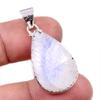 Natural Rainbow Moonstone Gemstone 925 Solid Sterling Silver Pendant 1.5" V6i06
