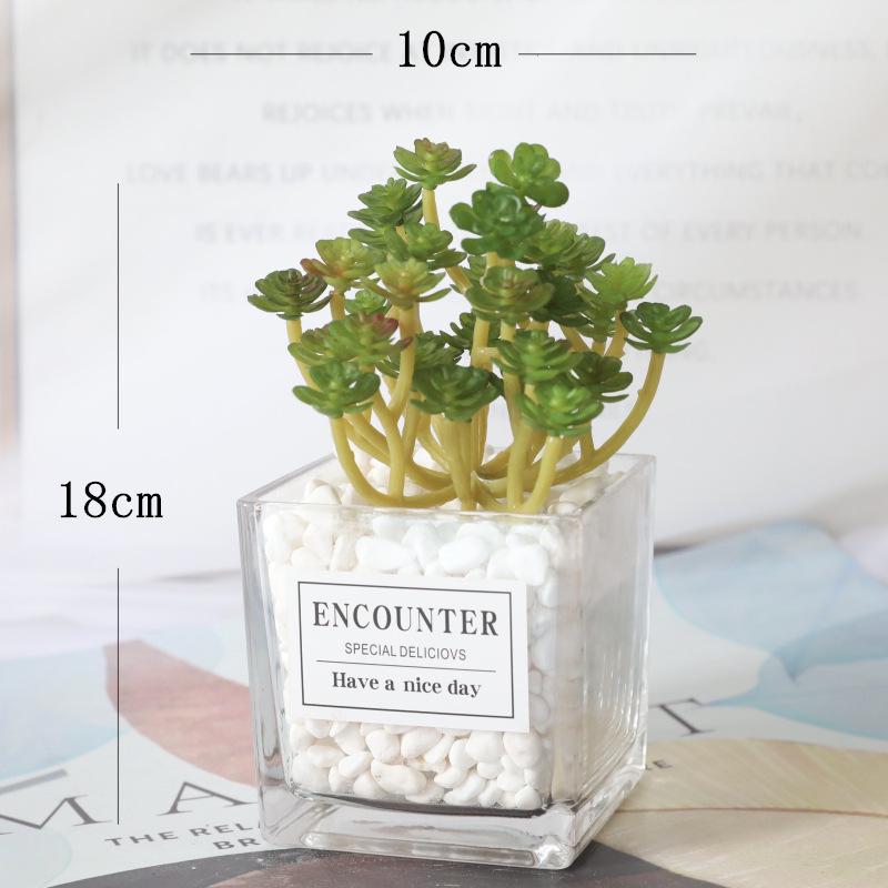 Desktop Bookshelf Decor: Faux Succulent Cactus with Dried Flowers