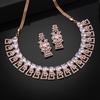 Stunning Rose Gold Plated & CZ Necklace Set For Women