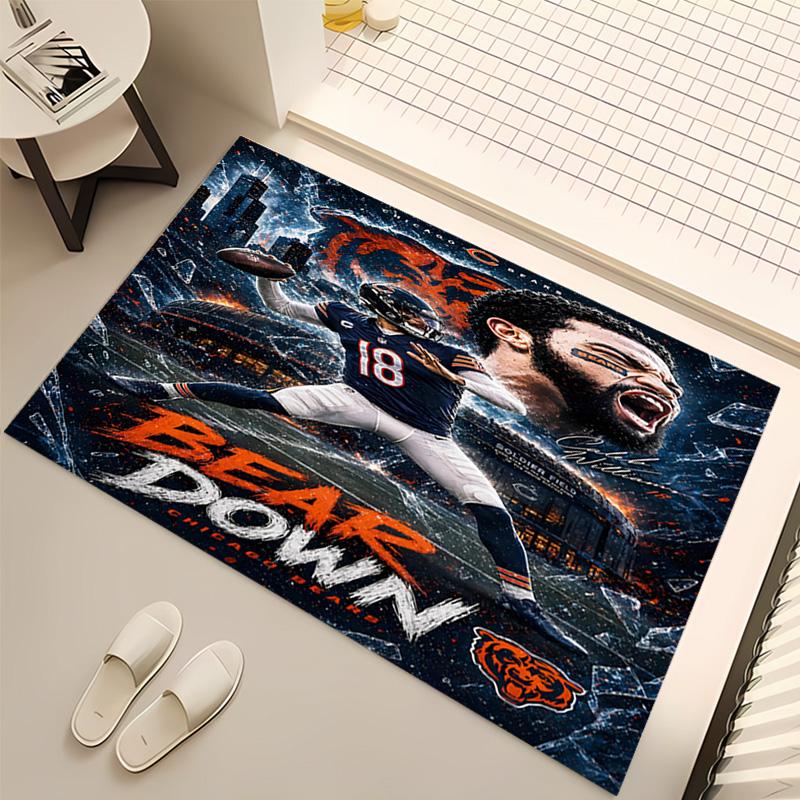 1pc Chicago Bears logo Print Area Rug - Soft, Washable Non-Slip Indoor Mat, Living Room, Home Office Decorative Rug,Office Decorative