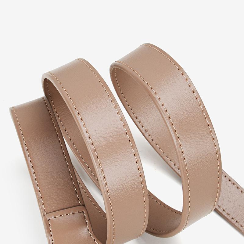 Women's Genuine Leather Belt Without Hole Design High-end Slimming Waist with Suit Jacket Trendy Women's Cowhide Leather Belt