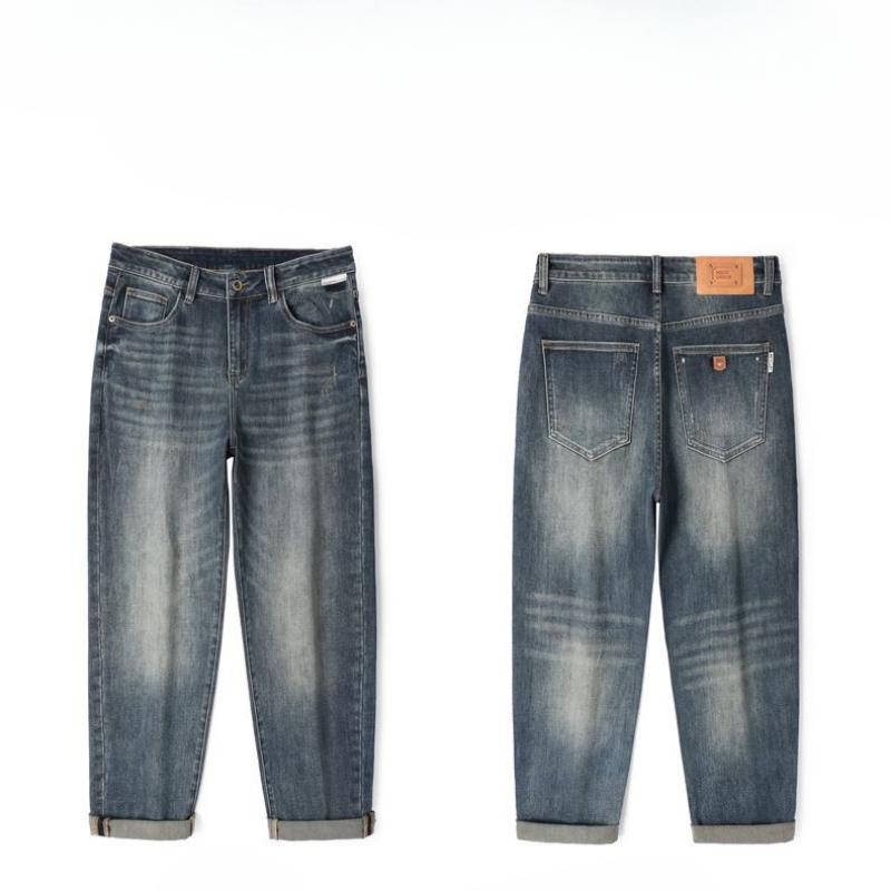 Джинсы-шаровары мужские весенние хлопковые эластичные брюки-шаровары мужские свободные весенние американские повседневные брюки Big Cow мужские весенние