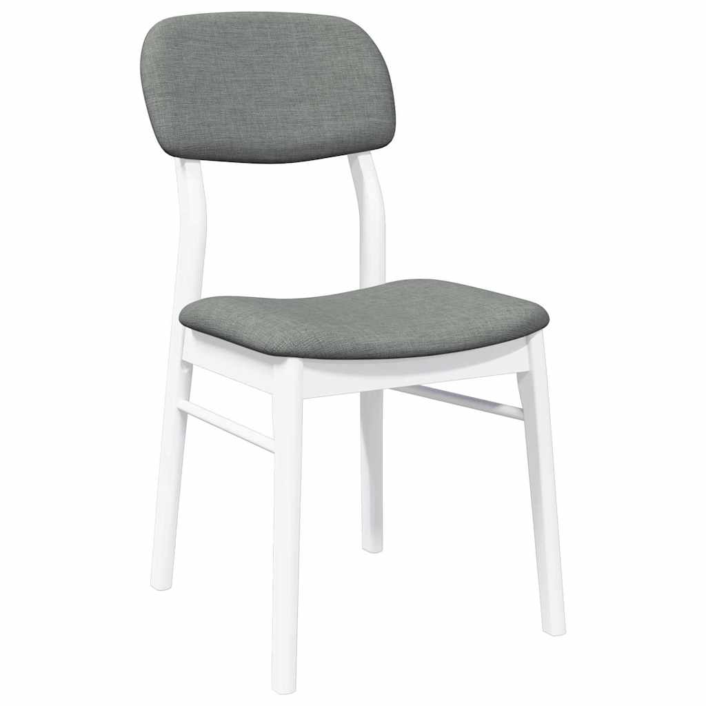 Dining Chairs with Cushions 2 pcs White Solid Rubberwood