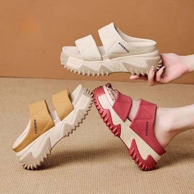 Женские летние пляжные сандалии на массивной платформе. Удобные шлепанцы с поддержкой свода стопы для женщин. Нескользящие легкие шлепанцы. Сандалии на плоской подошве с толстой подошвой.